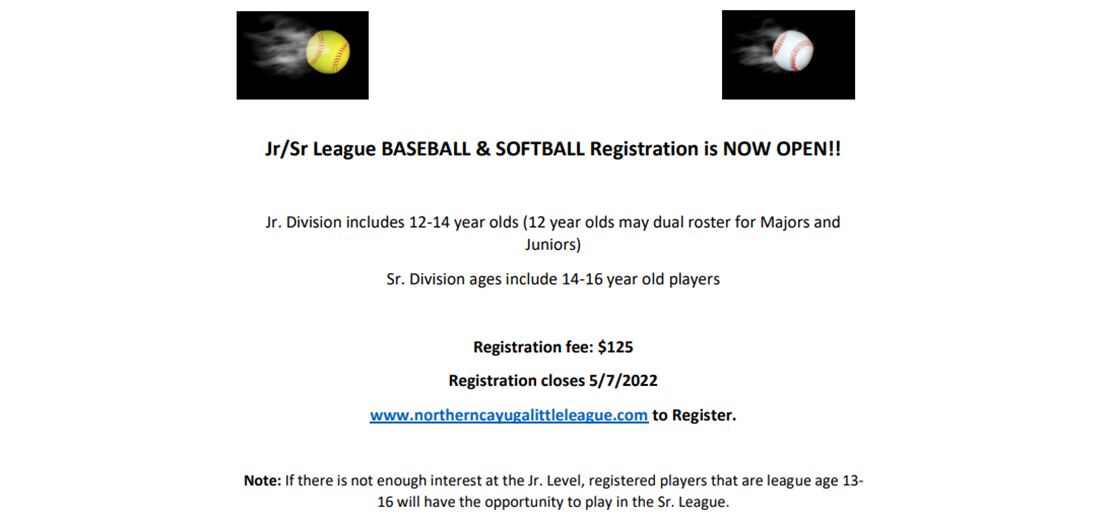 Jr/Sr League Registration